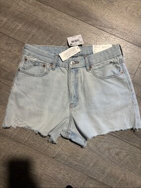 American Eagle Outfitters Light Wash High-Rise Cutoff Denim Shorts